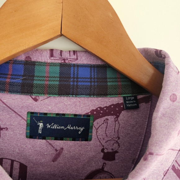 William Murray L Polo Shirt Purple Short Sleeve Groundhog Day Novelty Print Golf - Picture 4 of 8
